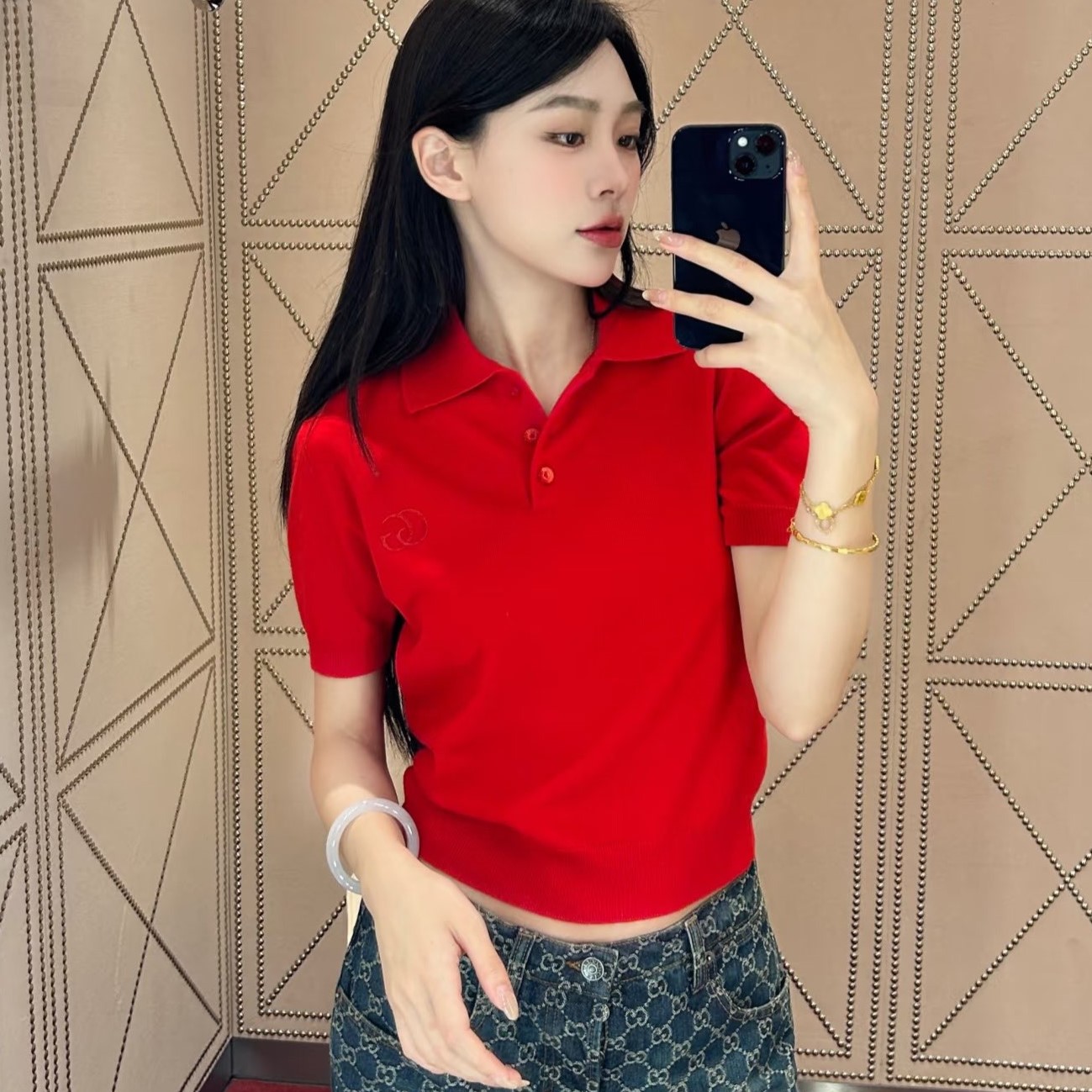 구찌 여성 폴로 반팔티