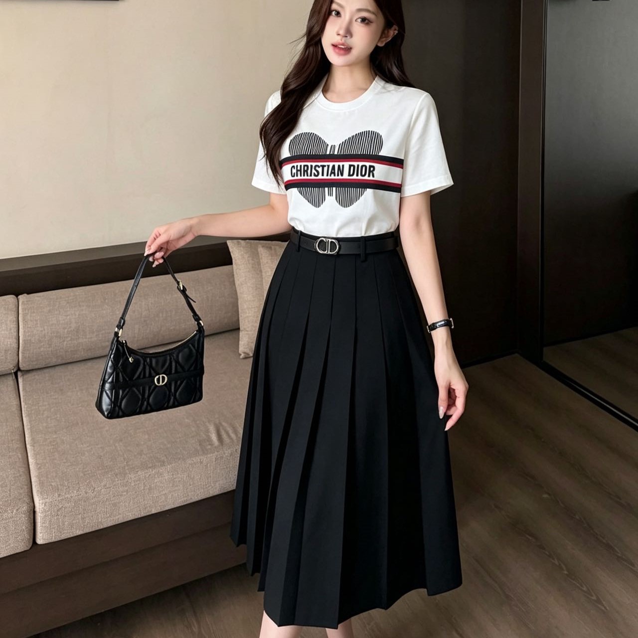 디올 투피스 반팔티 + 스커트