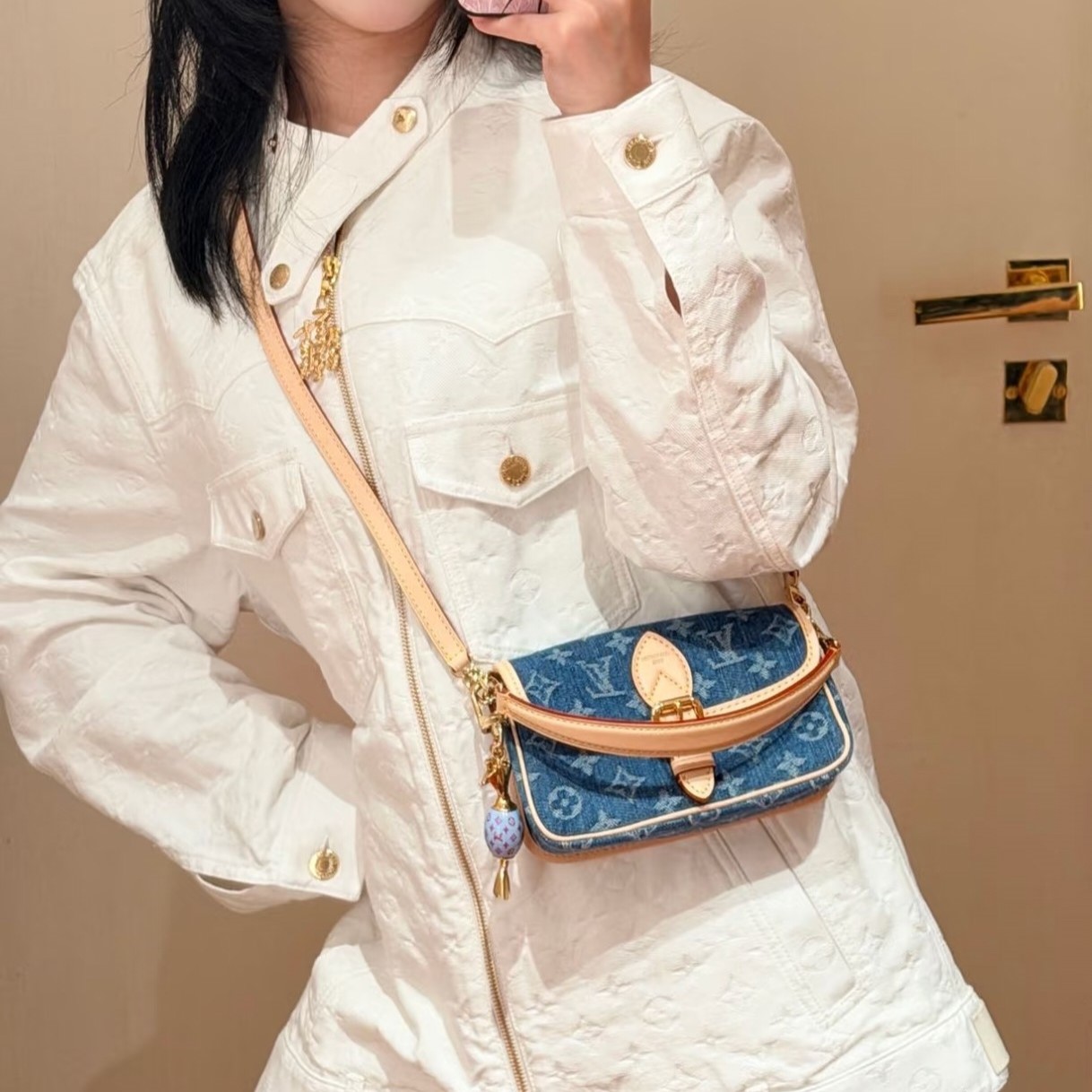 루이비통 다이앤 데님 나노 숄더백 M27700