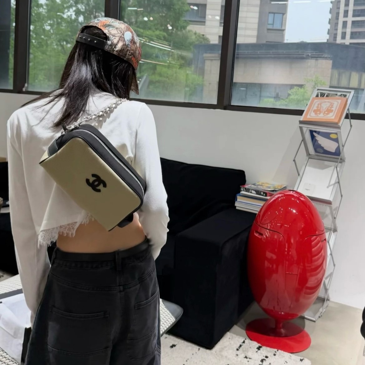 샤넬 코코 비치 블루 캔버스 파우치 클러치 (최고급)