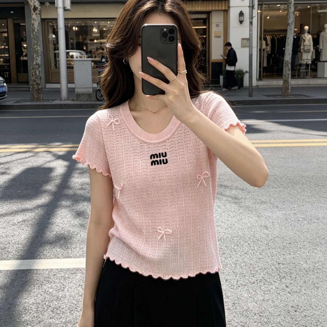 미우미우 여성 반팔티