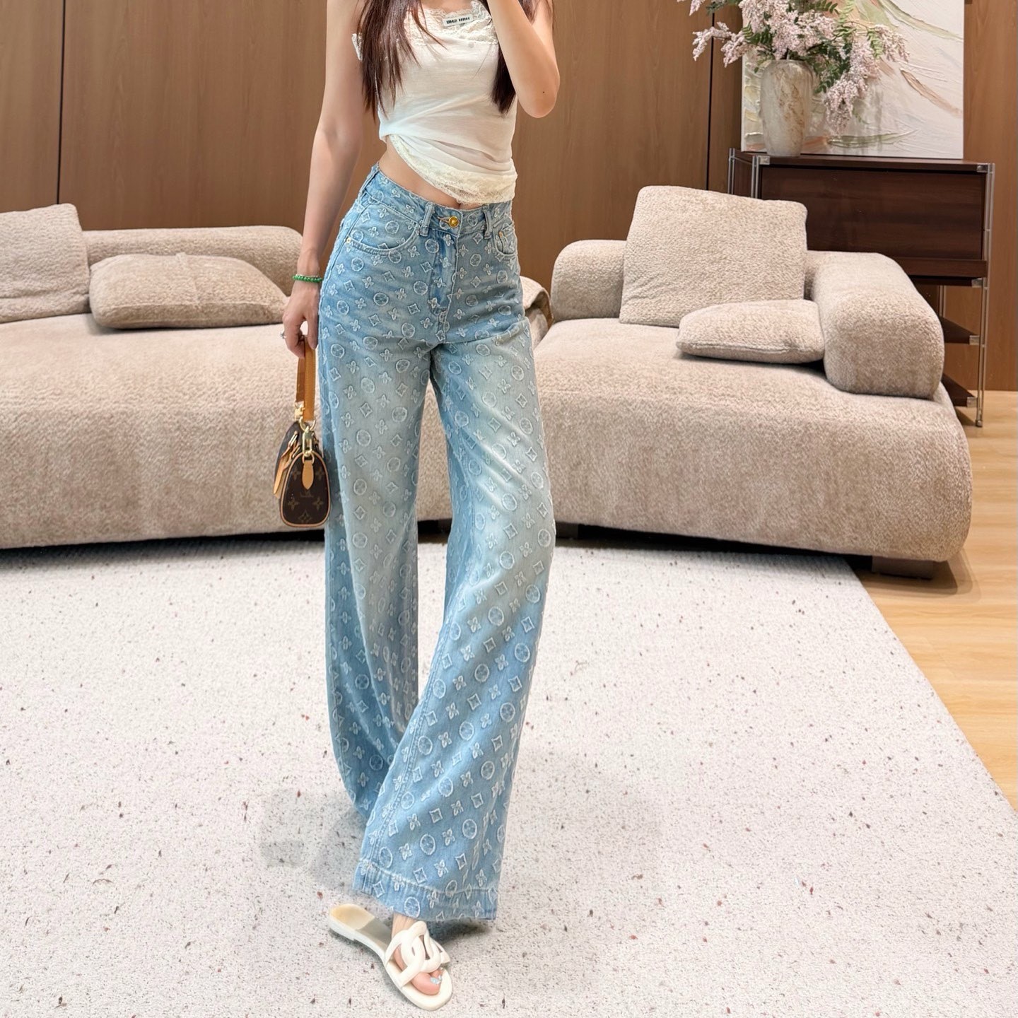 루이비통 여성 청바지 화이트