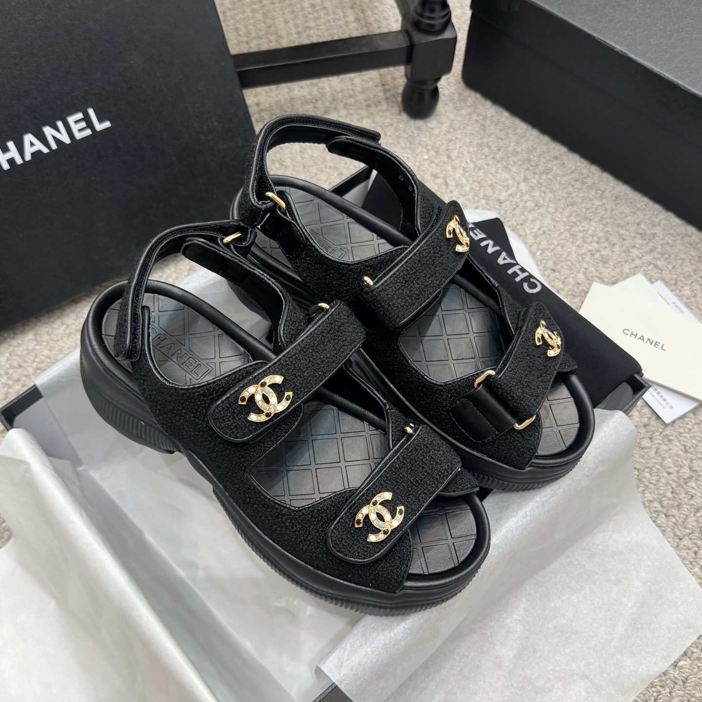 샤넬 벨크로 여성 샌들