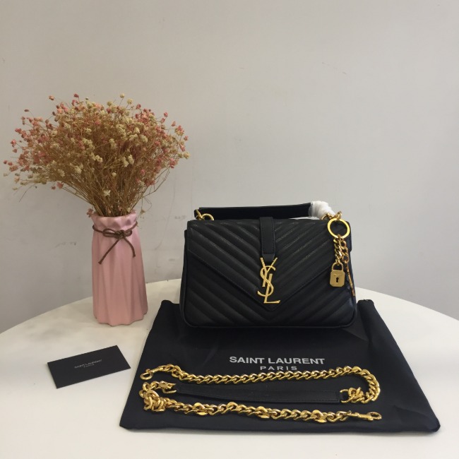 YSL 블랙 마틀라세 미디엄 컬리지 모노그램 사첼 백